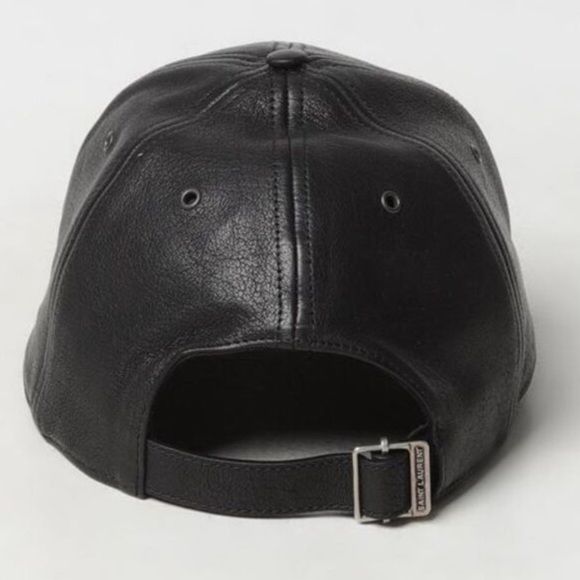 YSL Saint Laurent Black Leather baseball Cap size 57 NWT main image 4